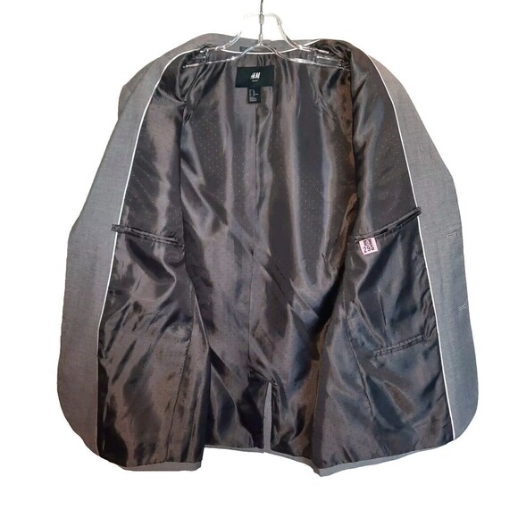 H&M HM  Slim Fit Polyester Blend Sport Coat Blazer Gray Single Breasted Size 44R - Picture 4 of 5